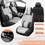 Car Seat Covers Compatible with Toyota Camry 2012-2026 Durable Waterproof Automotive Seat Covers Stretchable Fabric Material,Airbag Compatibility,Nappa Leather(Black White,Full Set with Pillow)