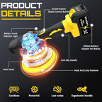 Cordless Car Buffer Polisher, 6 Inch DA Orbital Polisher kit with 2x 3.0Ah 21V Batteries, 5500 Max OPM & 8 Variable Speeds for Car Detailing, Waxing, Polishing, Scratch Removal, with 25PCS Attachments