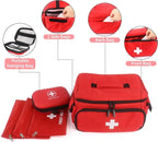 First Aid Bag Empty, 5-Set with Large Medical Organizer, 3 Portable Pouches & Hanging Bag for Home Car Travel Camping Office School Outdoor Adventure Medical Supplies,Pet First Aid Kits (Red)