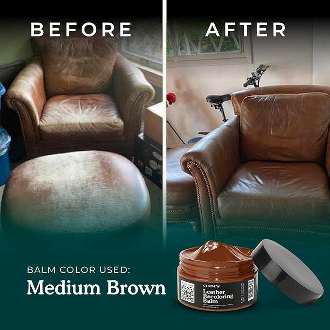 Clyde's™ Recoloring Balm | Non-Toxic Material Dye & Restorer for Furniture, Car Seats, & More | 23 Colors (Medium Brown, 100ML)