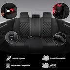 Car Seat Covers Full Set,Universal Fit for Cars,SUVs,Trucks,and Sedans with 5 Seats,Faux Leather Car Seat Cushion Compatible with Airbags,Waterproof Car Seat Protector Black