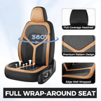 FLORICH Car Seat Covers Front Seat, Universal Seat Cover 2 Seats, Automotive Seat Covers with Mesh Leather, Waterproof Car Seat Protector, Breathable Car Seat Cushion for Most Car SUV Truck Orange