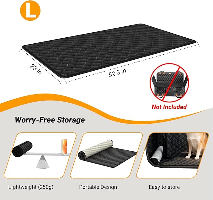 PetDance【Grab &Go Slim Dog Mat for Car Back Seat, Portable Pet Bed Mat for Trucks, 【Waterproof & Easy-Care】 Car Seat Blanket for Dogs, Fits SUV, Truck & Sedan, 23x52 inch