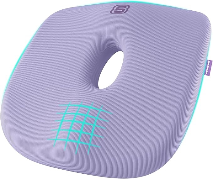 Skechers Seat Cushion Memory Foam,Donut Pillow Office Chair Cushion for Tailbone Pain Relief,Butt Pillow for Office Chair,Car seat Cushion,Long Sitting Office Workers,and Car Drivers,Purple