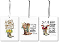 Mancheng-zi Retro Western Car Air Freshener 3Pcs, Floral Cowgirl Boots Inspirational Air Freshener Hanging for Cars Closet Drawer or Books, Western Girly Car Accessories Mirror Decor for Women