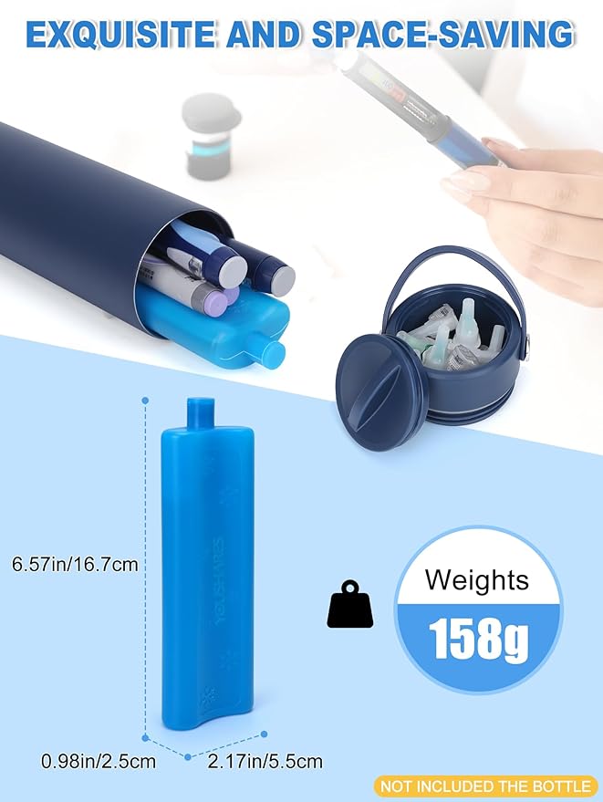 YOUSHARES Ice Packs for Insulin Cooler Travel Case, TSA Approved Ice Box for Medicine Travel Cool Bag, Keep Insulin Pen Cooling 24h for Diabetic Supplies (2PCS)