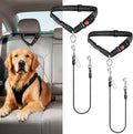 Idepet Dog Seat Belt for Car, 2 Pcs Stainless Steel Chew Proof Dog Seatbelt 3 in 1 Harness for Safety Heavy Duty Pet Seat Belt for Medium & Large Dogs (Black+Black)