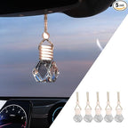 5PCS Hanging Car Air Freshener, Auto Interior Decoration 8 ml Oil Diffuser Perfume Aromatherapy Pendant Empty Glass Bottle, Fragrance Ornament with Vent Clip Wooden Cap and Rope (5, Rhombic)