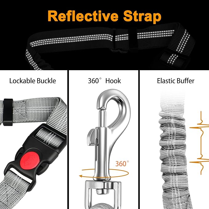 Chew Proof Dog Car Seat Belt, 2 in 1 Steel Cable Dog Car Accessories Headrest Restraint for Medium Large Dogs Chewer Heavy Duty Dog Seatbelts for Cars Swivel Attach