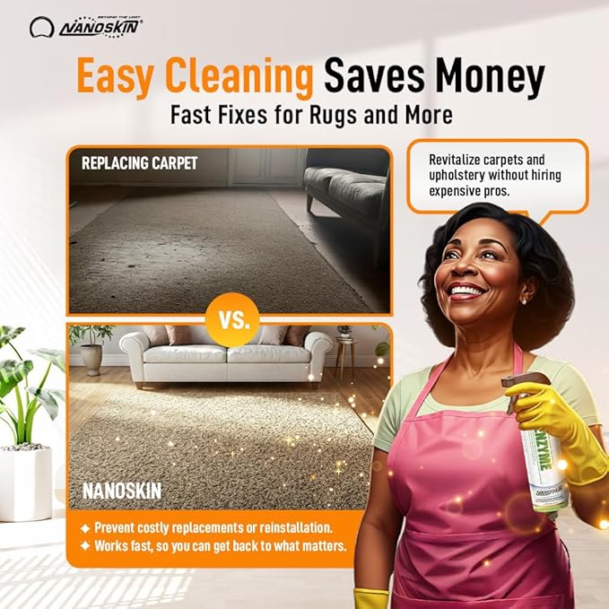 Nanoskin ENZYME Multi-Purpose Cleaner & Odor Eliminator 30 Gallon - Removes Complex Organic Stains, Dirt, Grease, and Grime from Multi Surfaces | For Automotive, Floor, Kitchen, Bathroom, Plumbing