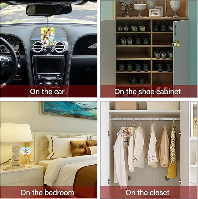 Custom Air fresheners with Picture - Personalized Photo Air Freshener for Car,Personalized Double Side Photo Text for Car Bathroom, Wardrobe Gifts for Boyfriend Men Women (Rectangle, personalized)