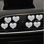 8Pcs Silver Bling Heart Air Vent Clips, Crystal Heart Air Fresheners Vent Clips Car Diffuser Vent Clip Rhinestone Car Decoration Car Interior Decor Cute Car Accessories for Women，Interior Accessories