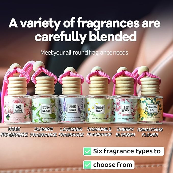 Car Air Freshener Diffuser, Hanging Car Scents Air Freshener, Car Fresheners Long Lasting, Essential Oil Diffuser, Fragrance Oil, 6pcs