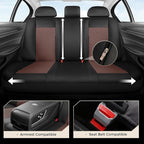 Coverado Car Seat Covers Full Set, Leather Seat Covers for Front and Back Seat, Waterproof Car Seat Protectors with Splicing Design, Automotive Seat Cushions Universal for Most Cars, Black & Coffee