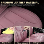 FLORICH Car Seat Cover Full Set, Automotive Vehicle Seat Cushions, Luxury Waterproof Leather Car Seat Protectors, Car Seat Cushions Universal Fit for Most Sedans SUVs Trucks - Pink