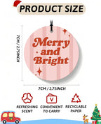 Boho Christmas Car Air Freshener 4 Pcs, Merry and Bright Xmas Santa Claus Hanging Air Freshener for Cars Closet Drawer Books, Retro Christmas Car Accessories Mirror Decor for Women