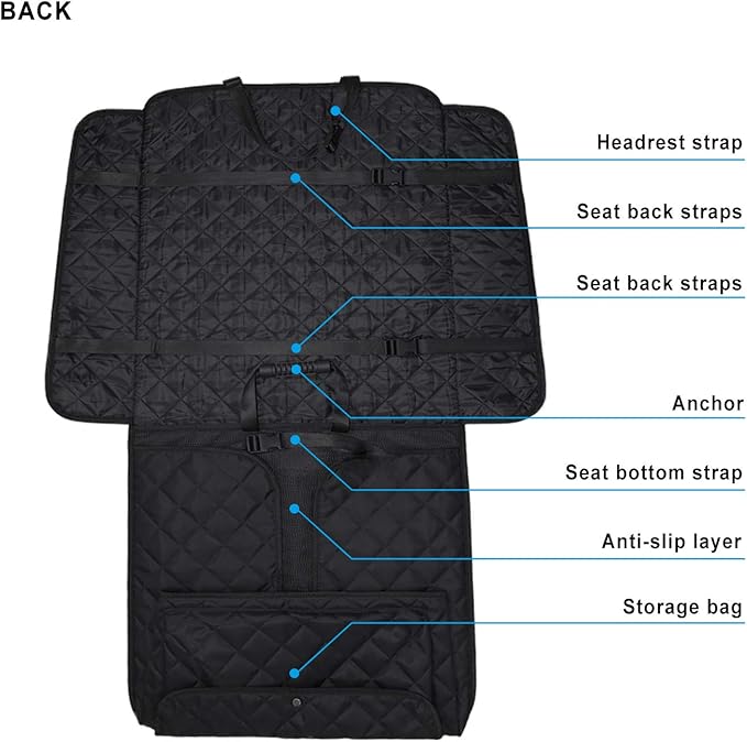 Deluxe Dog Seat Cover for Front Seat-More Durable Waterproof Front Seat Protector, High Heat Resistant and Nonslip Front Seat Cover for Dogs Kids, Universal Size (Black MAT)