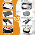 Aotto Portable Oven, Electric Lunch Box Food Heater - 12V/24V/110V 3-in-1 Car Food Warmer - Mini Personal Microwave Heated Lunch Box Warmer for Car, Truck, Travel, Office & Home Use - Black