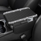 NBTEPEM Bling Car Center Console Cover, Leather Car Arm Rest Cover Cushion with 2 Storage Bags, Universal Auto Armrest Protector Storage Box, Bling Accessories Interior for Most Vehicles (Silver)