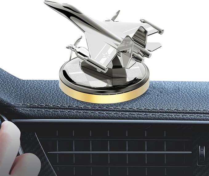 Military-Grade Fighter Car Air Freshener, Alloy Solar Rotating Car Essential Oil Diffuser with Cologne Natural Plant Essential Oil, Aromatherapy Decorations