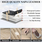 Coverado Front and Back Seat Covers for Cars, Automotive Seat Covers for Trucks, Nappa Leather Car Seat Covers, 5 Seats Waterproof Carseat Protector Car Seat Cover Beige, Universal Fit for Most Cars