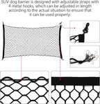 Dog Car Net Barrier for SUV - Pet Car Divider Back Seat Barrier Net, Easy to Install and Remove,with Flexible Bungee Cords Adjustable for Trucks, SUV, Vans, Universal Fit Sturdy Mesh (47 * 27 inches)