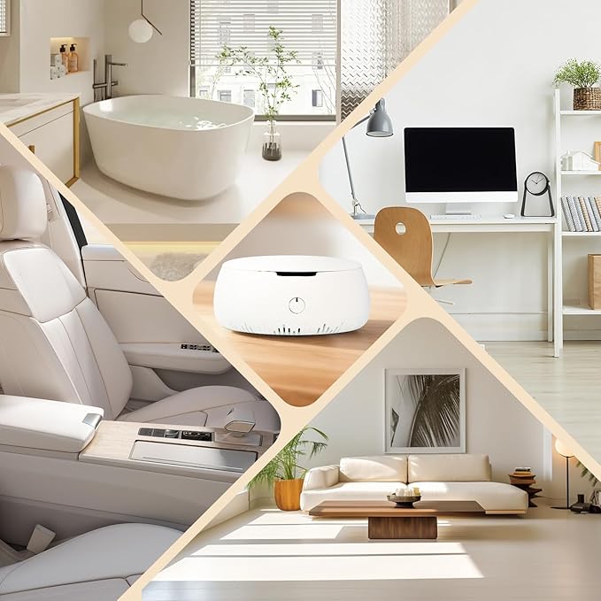 Rechargeable Car Air Freshener & Aromatherapy Diffuser with 1 Bottle Essential Oil, 2 Mode Adjustable, Long Lasting Car Diffuser Waterless for Vehicle, Home, Room