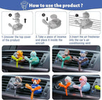 2 Pcs Pilot Car Air Fresheners, Cute Rabbit Car Vent Clip Air Freshener with 8 Fragrant Tablets Automotive Air Outlet Fan Diffuser, Automotive Interiors Vent Decoration (Rabbit+Pig)