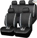 CAR PASS Bling Diamond Car Seat Cover Full Set, Shining Rhinestone Waterproof Leather, Rear with Zipper, Universal Fit 95% Automotive Glitter Sparkle Crystal for Cute Women Girl, Colorful Diamond