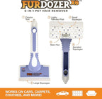 FurDozer Pet Hair Remover & Auto Detailing Tools - Cat & Dog Hair Remover for Carpets, Car Interiors, Couches, Bedding, & Pet Furniture (Purple, X6)