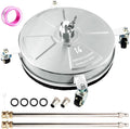 14" Pressure Washer Surface Cleaner with 4 Wheels, Stainless Steel Power Washer Surface Cleaner for Driveways Sidewalks Patios, 1/4" Quick Connector, 2 Extension Wand, 4000 PSI