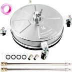 14" Pressure Washer Surface Cleaner with 4 Wheels, Stainless Steel Power Washer Surface Cleaner for Driveways Sidewalks Patios, 1/4" Quick Connector, 2 Extension Wand, 4000 PSI