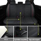 Car Seat Covers Full Set,Universal Fit for Most Cars,SUV,Sedans and Pick-up Trucks,Automotive Vehicle Faux Leather Cushion Covers for 5 Passenger Cars(Full Set,Black/Red)