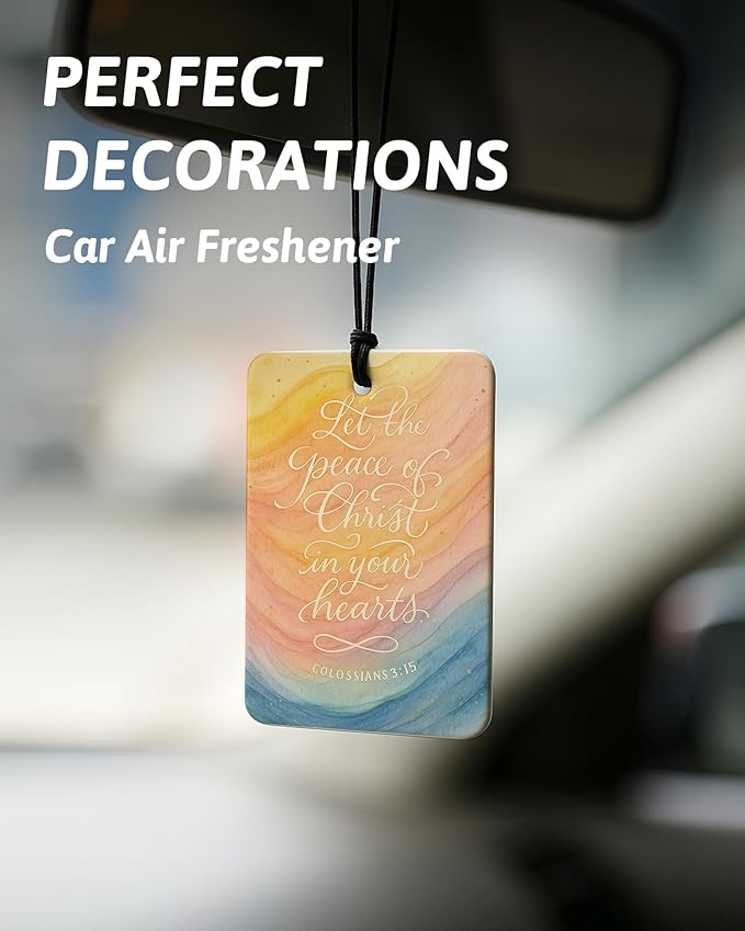 Boho Abstract Christian Car Air Freshener 4 Pcs, Jesus and Lamb Sun Religious Hanging Air Freshener for Cars Closet Drawer Books, Colorful Christian Car Accessories Mirror Decor for Women