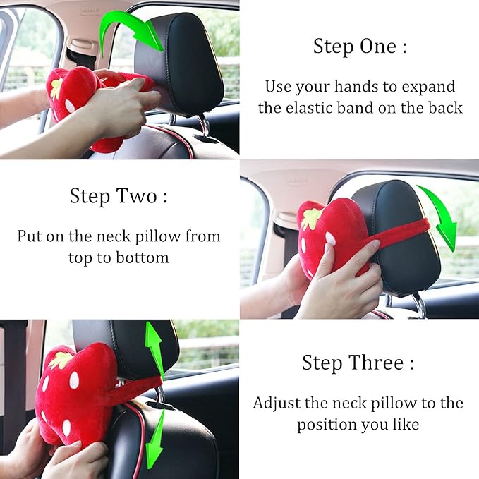 Sexysamba Car Headrest Pillow,Cartoon Neck Pillow for Car,Comfortable Soft Car Seat Pillow for Driving,Head Rest Cushion,Cute Neck Pillow for Travelling and Home 2Pcs (White)