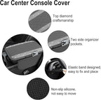 NBTEPEM Bling Gray Car Center Console Cover, Leather Car Arm Rest Cover with 2 Storage Bags, Universal Auto Armrest Protector Storage Box, Bling Accessories Interior for Most Vehicles