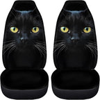 BIGCARJOB Durable Washable Black Cat Car Seat Covers 2pc Front Seat Only Ultra-Soft Universal Auto Drive Seat Protector Cover