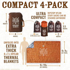 Don't Die In The Woods - World’s Toughest Emergency Blankets [4-Pack] Extra Thick Thermal Mylar Space Blanket - One of The Ten Essentials Outdoor Survival Gear Hiking Camping First Aid Kit (Orange)