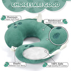 H HOMEWINS Travel Pillow for Kids,Toddler Neck Pillow Cute Animal Neck Head Chin Support Travel Accessories for Airplane, Car, Train,Recline (Triceratops)