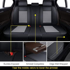 LINGVIDO Full Set Car Seat Covers, Faux Nappa Leather, Airbag Compatible and Waterproof Protectors for Sedans SUVs, Breathable Interior for Active Families, Pets, and Commuters (5 Seats, Black/Gray)