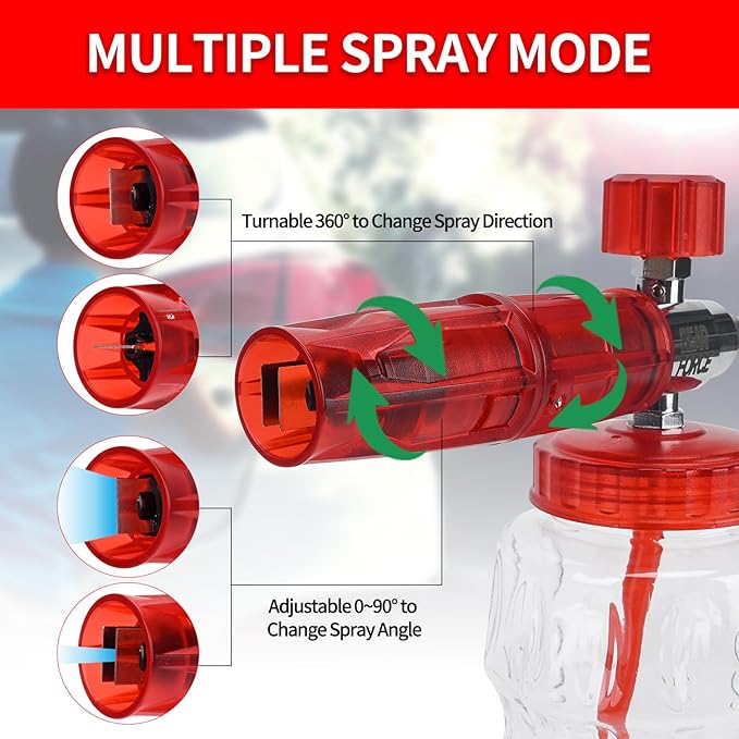 BEAR FORCE Pressure Washer Spray Gun Power Washer Short Gun with M22-ID14mm & Foam Cannon Foam Gun with 5 Nozzles Tips #035 & 3/8'' Quick Connector Swivel, Additional Orifice Nozzle 1.10mm Car Washing