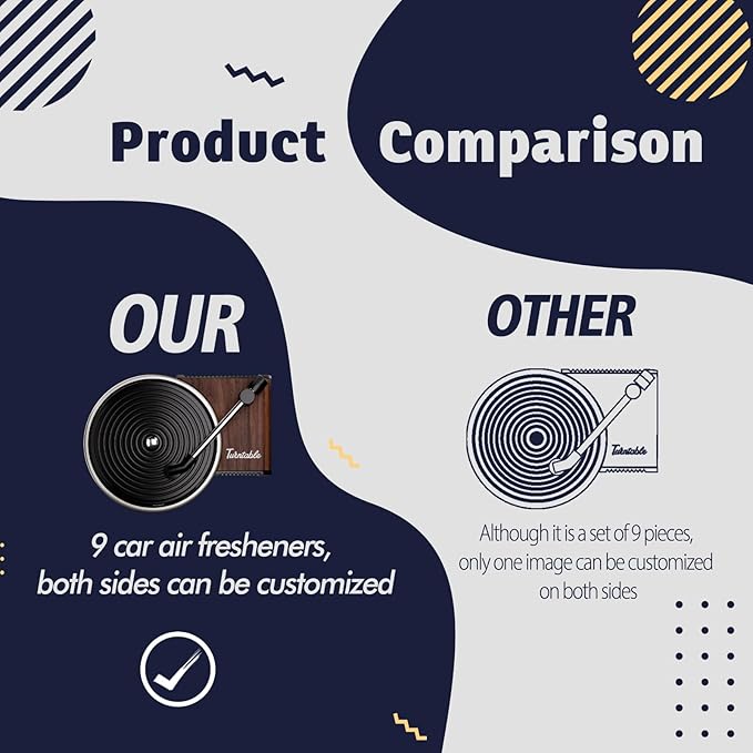 Sonloka Personalized Car Air Freshener, Car Vent Decoration, Unlimited Creativity, Double Sided Printing Customized Car Diffuser with Picture. (L, 9PCS)