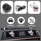 Cute Dual Butterfly Air Vent Clips, 2Pcs Dual Butterfly Diamond Car Air Fresheners Vent Clips, Car Air Conditioning Outlet Clip Decorative Interior Accessories(Pink)