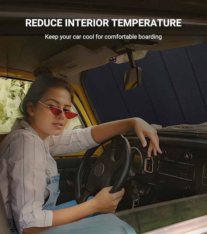 Windshield Sunshade for Jeep Wrangler 2011-2017, Wrangler JK 2018 Front Window Shade- Safeguard