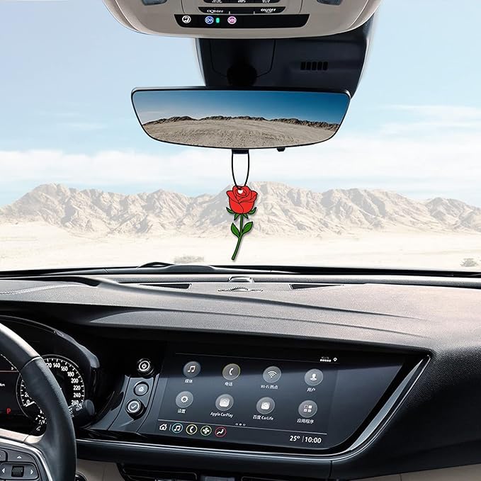 6 Pcs Rose Car Air Fresheners, Funny Rose Hanging Car Air Fresheners Long Lasting Cute Car Mirror Scented Hanging Car Decoration Ornaments Gift Interior Accessories for Men Women