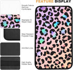 Pink Gradient Leopard Auto Center Console Pad,Car Armrest Pad Car Armrest Seat Box Cover Protector for Most Cars