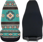 ELEQIN Car Seat Covers Universal High Back Fashion Cushion Protector for Car Truck Suvs,Sedans,Vehicles,Airbag Compatible Front Car Seat Covers 2 Pack Blue Aztec Tribal