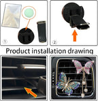 Blue and Pink Butterfly Air Vent Clip Accessories Air Conditioning Outlet Clip Car Air Freshener Dashboard Accessories Charm Car Inter Decor Cute Interior Accessories for Women (2 Pcs)