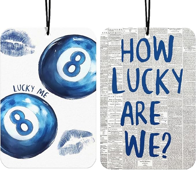 Preppy Retro Blue Car Air Freshener Hanging 2Pcs Lucky Ball 8 Car Accessories, Trendy Retro Decor For Cars Cute Air Freshener Blue Cars Mirror Decoration Interior for Women Girls(Lavender)