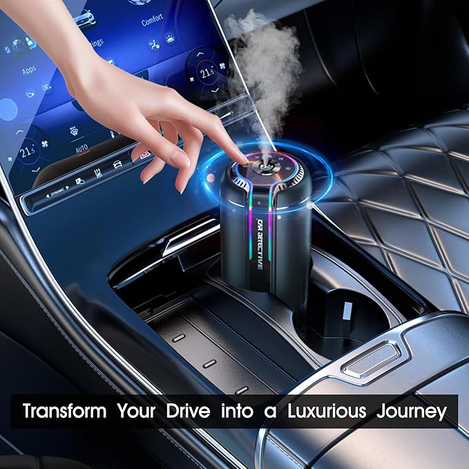 P6 Smart Car Air Freshener Diffuser - Auto On/Off, 4 Modes, 30-Day Battery, Ultrasonic Mist, Long-Lasting 4 Months, Jade Dragon Tea Scent